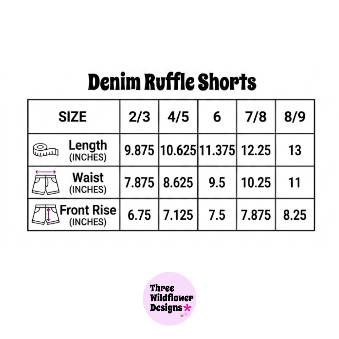 Denim Ruffle Gem Shorts (PREODER SHIPPING 6/25)
