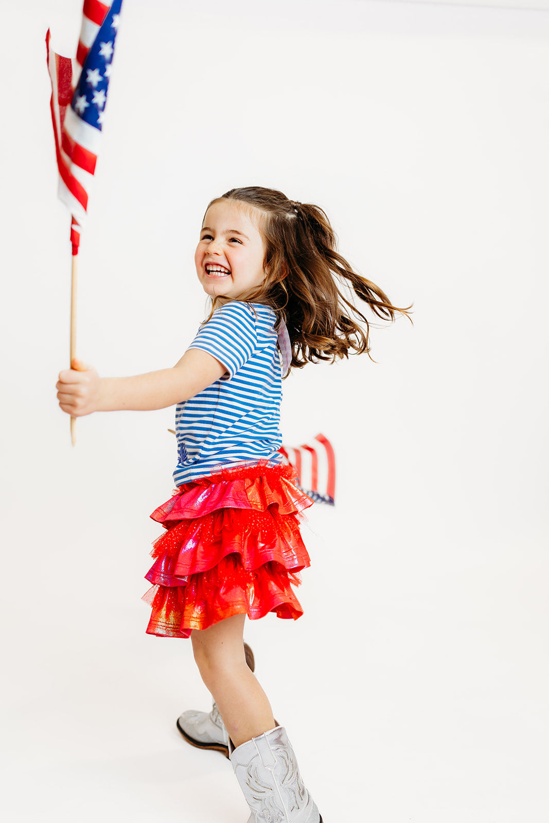 Red Metallic and Tulle Layered Skort