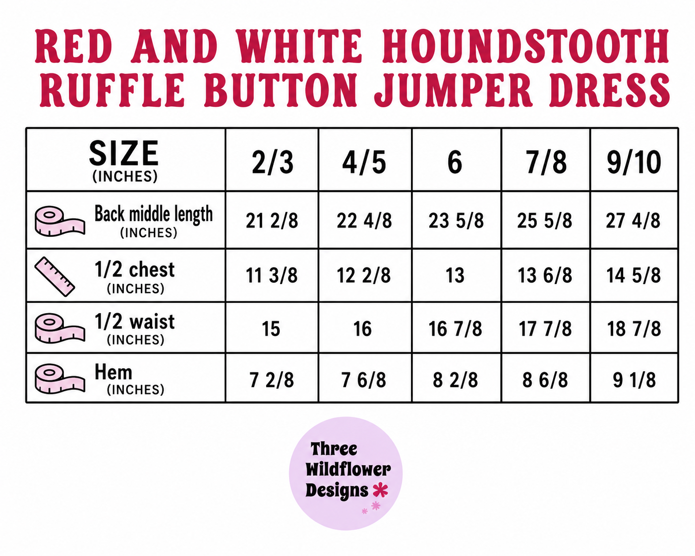 Red and White Houndstooth Ruffle Button Jumper Dress (PREORDER)