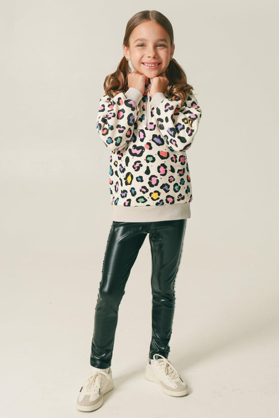 Leopard Gem 3/4 Zip Crewneck