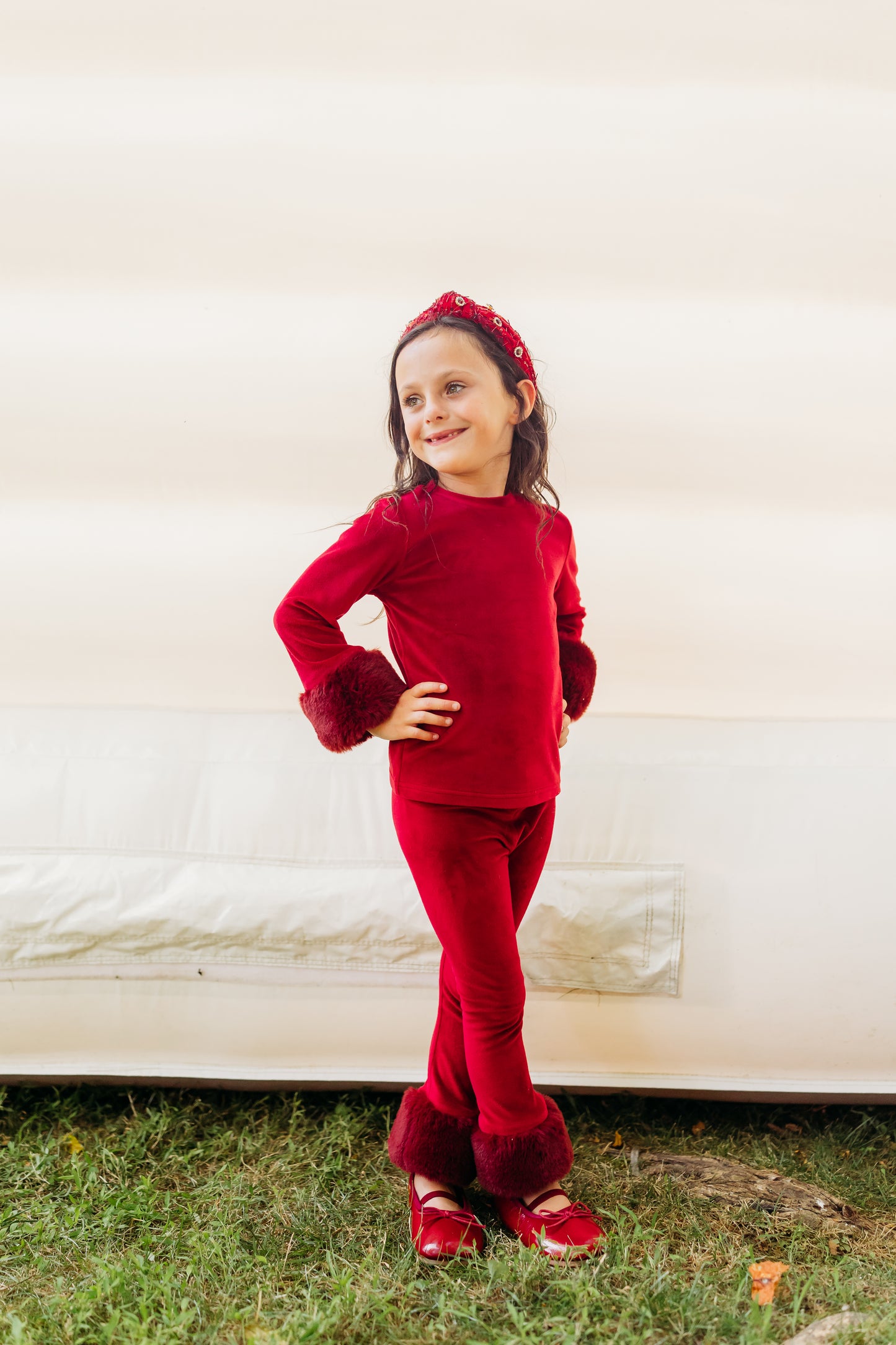Red Velour Fur Cuffed Set (PREORDER)