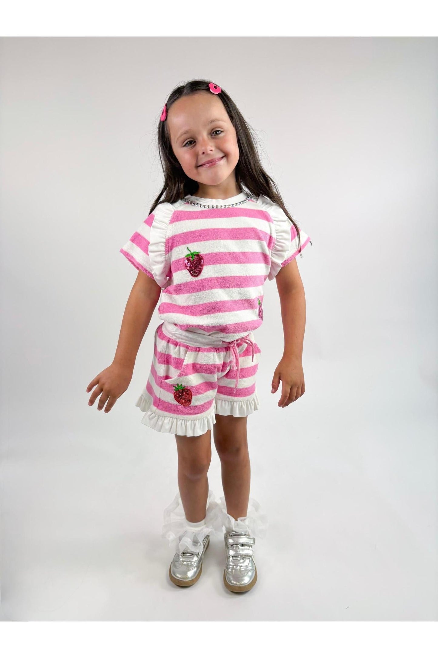 Pink Stripe Terry Cloth Strawberry Set