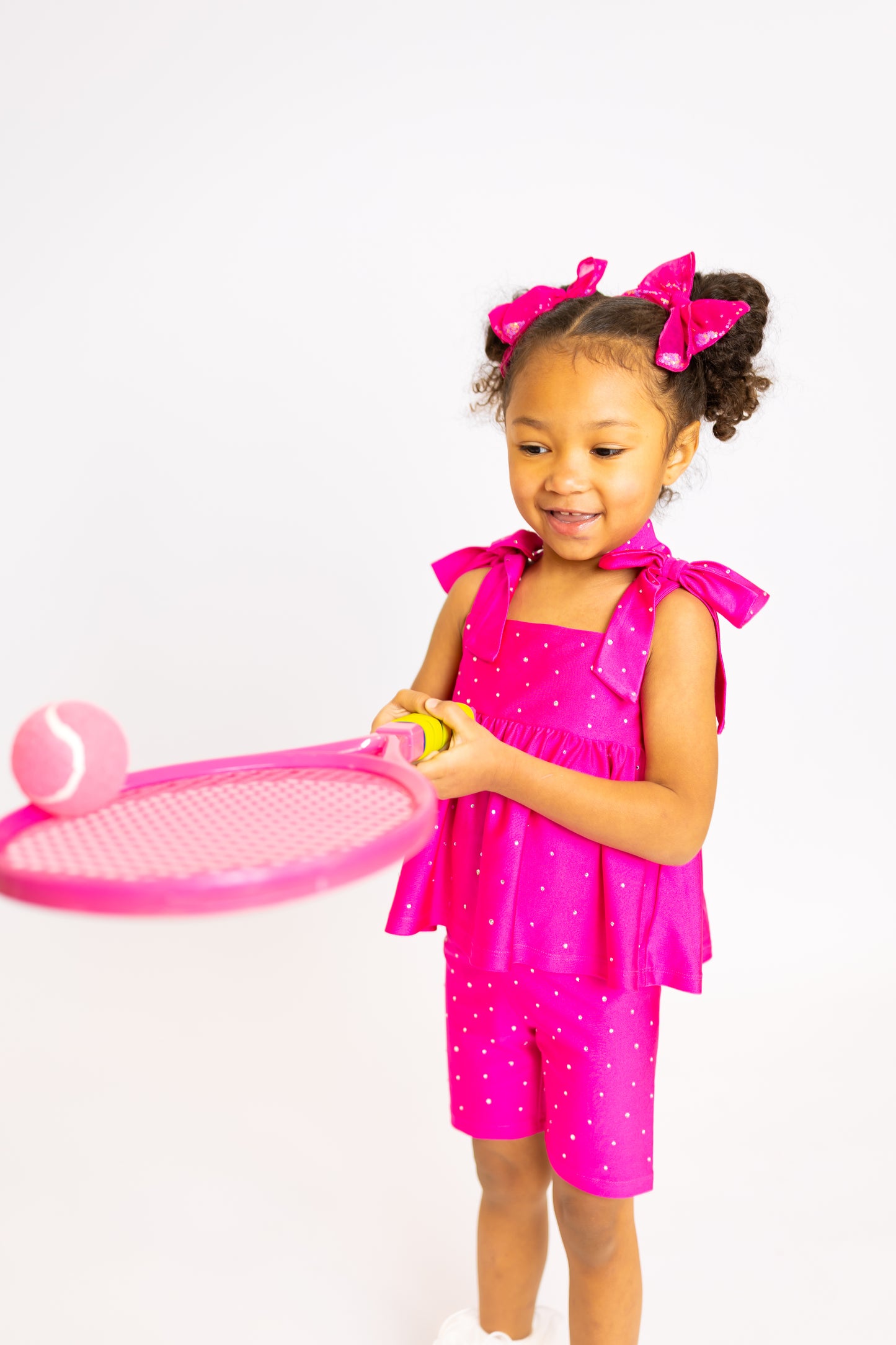 Magenta Bow Two-Piece Athletic Gem Set