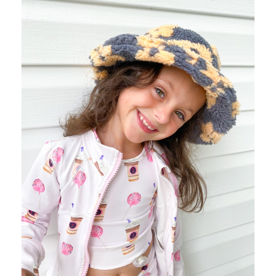 Toddler Sherpa Flower Bucket Hat