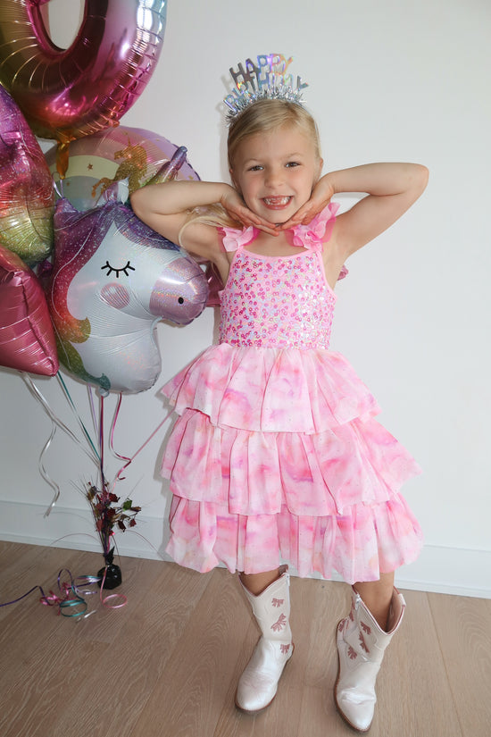 Ombre Pink Sparkle Tulle Dress