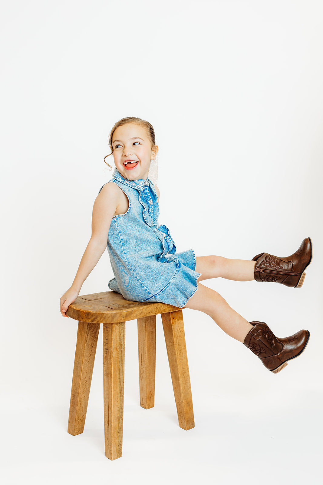 Ruffle Gem Denim Dress