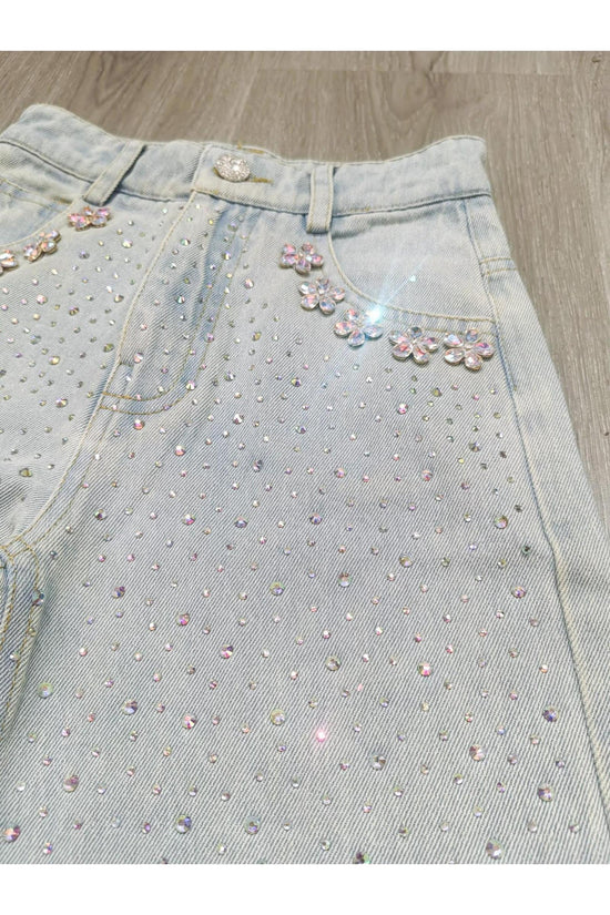 Wide Leg Gem Embellished Jeans (PRE-ORDER)