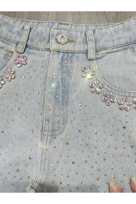 Wide Leg Gem Embellished Jeans (PRE-ORDER)