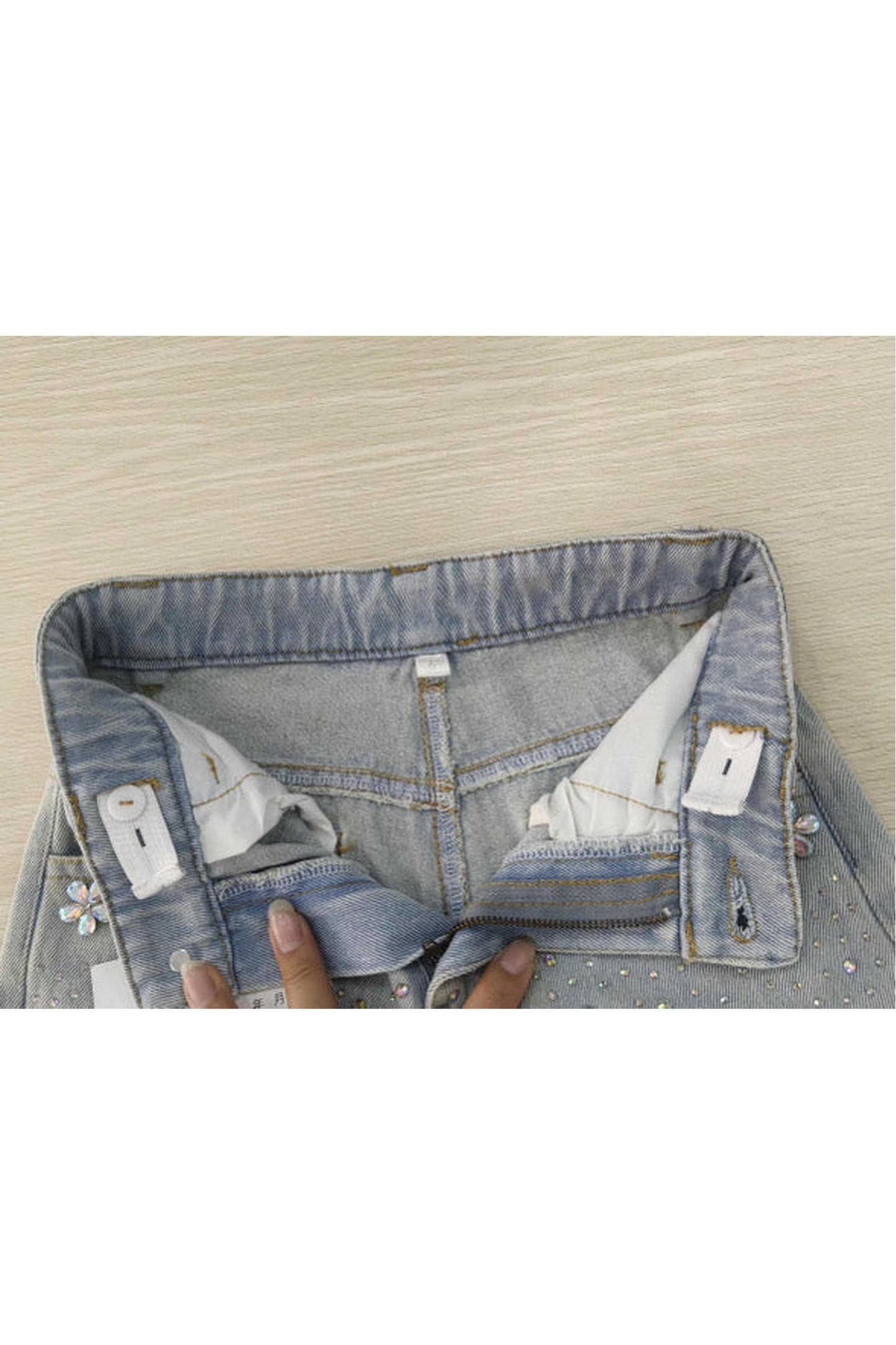 Wide Leg Gem Embellished Jeans (PRE-ORDER)