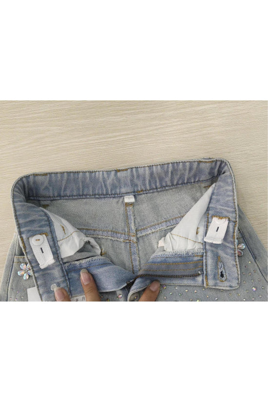 Wide Leg Gem Embellished Jeans (PRE-ORDER)