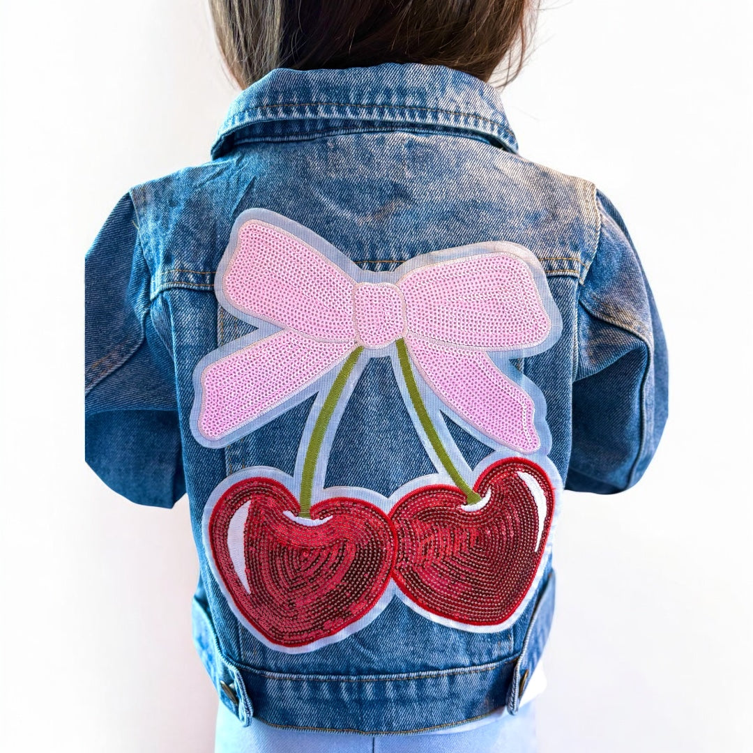 Cherry Bow Patched Jean Jacket
