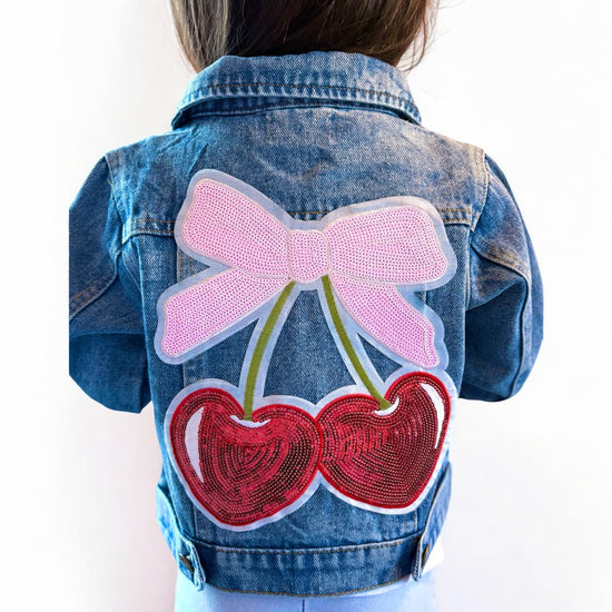 Cherry Bow Patched Jean Jacket