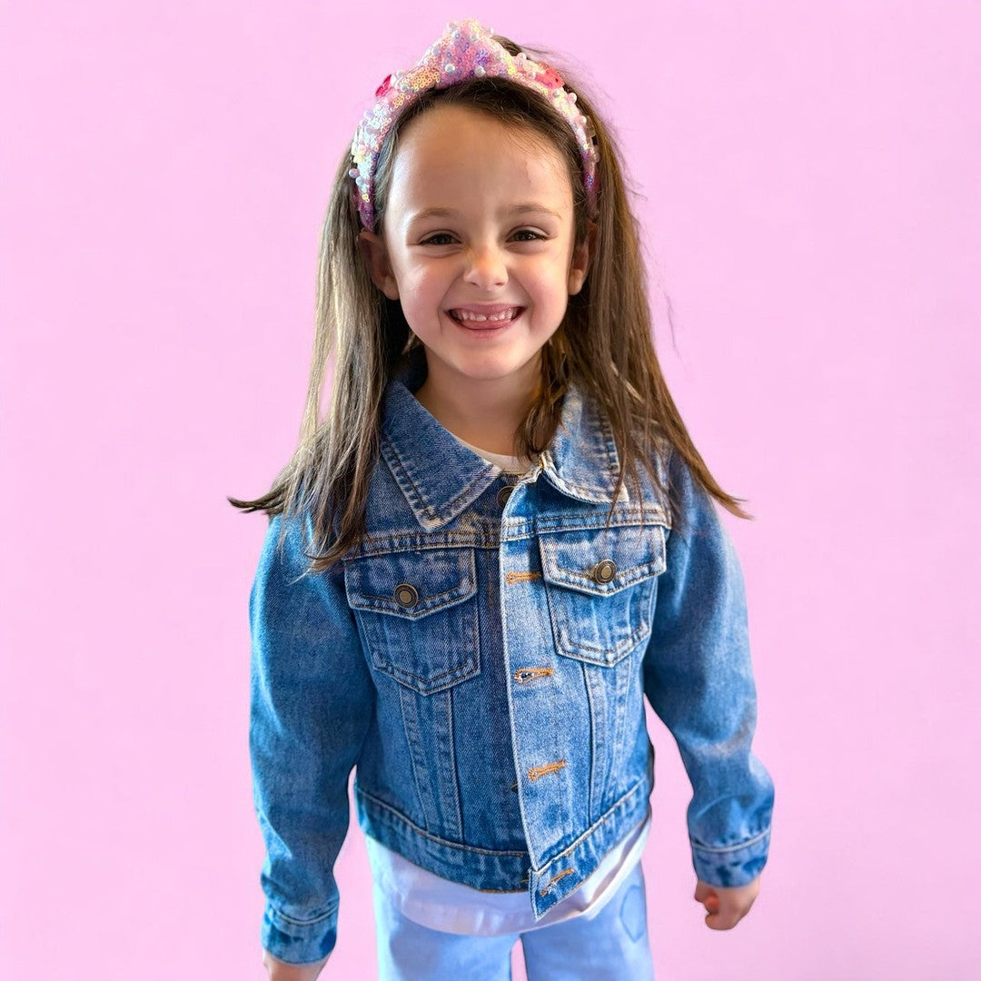 Cherry Bow Patched Jean Jacket