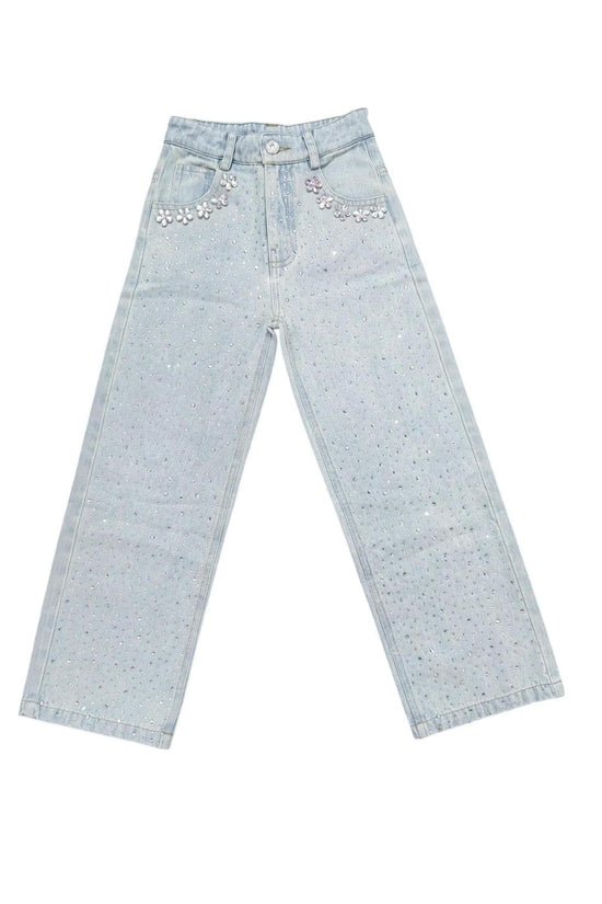 Wide Leg Gem Embellished Jeans (PRE-ORDER)