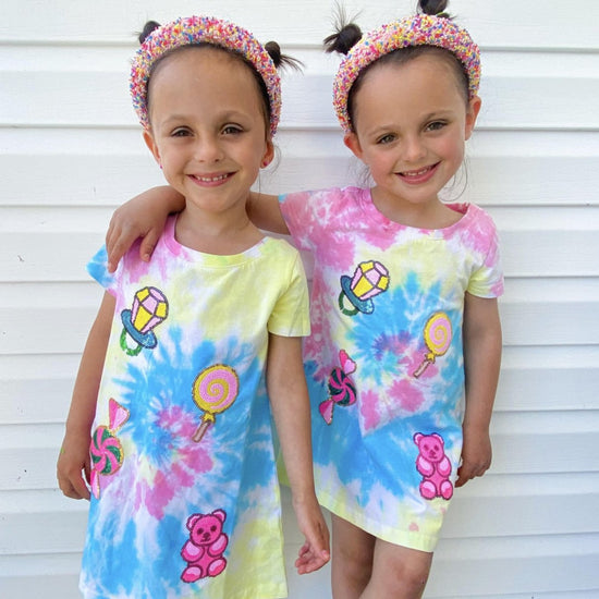 Candyland Sequin Patch Tie-Dye Dress