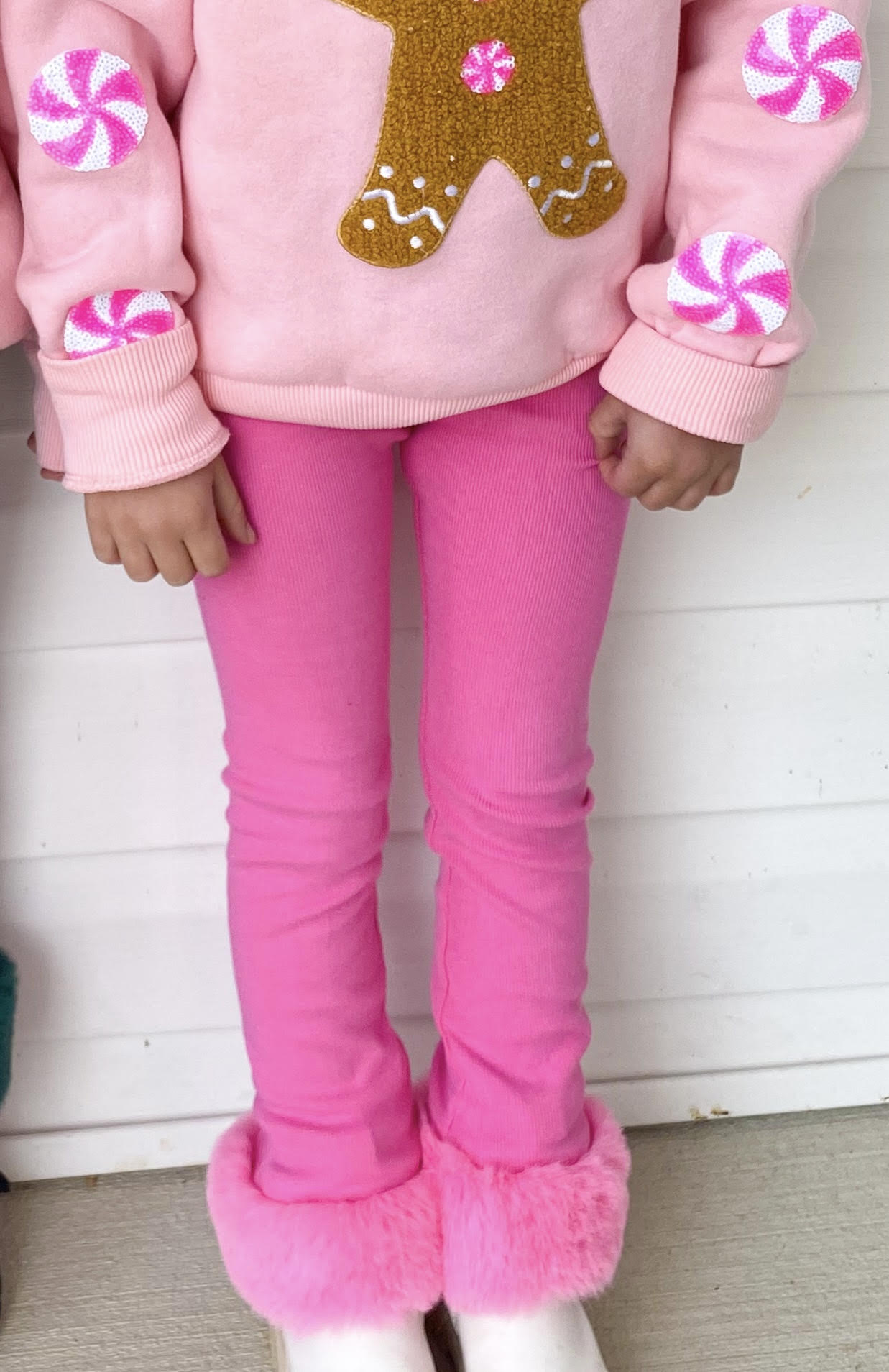 Pink Fur Cuffed Leggings