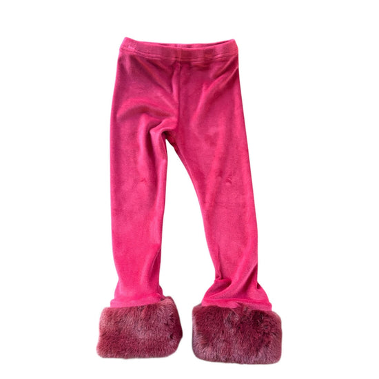Red Fur Cuffed Leggings
